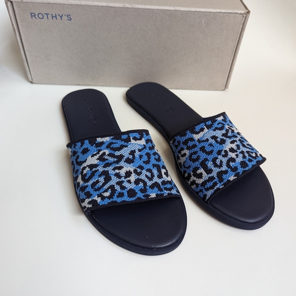 ROTHY'S THE SLIDE SLIP On SANDALS AZURE CAMO SPOT - Picture 4 of 10